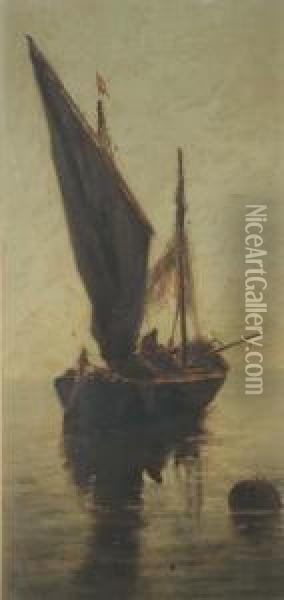 Marine Con Barche Oil Painting - Giuseppe Pogna