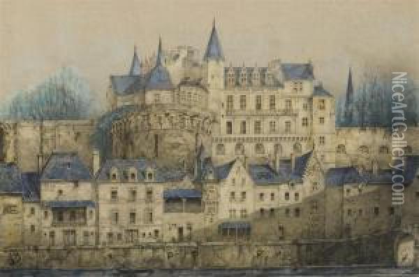 Troisieme Vue Du Chateau D'amboise Oil Painting - Jean-Baptiste Rigaud