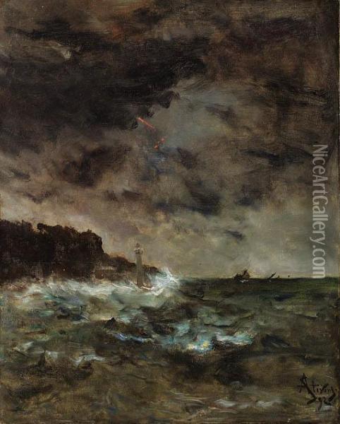 A Stormy Night Oil Painting - Aime Stevens