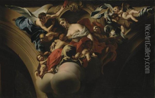 The Personification Of Charity Oil Painting - Francesco Solimena