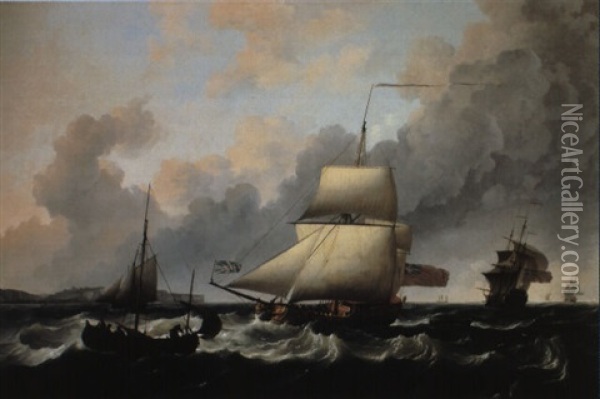 A Ketch-rigged Royal Yacht In A Fresh Breeze Off Dover Oil Painting - Charles Brooking