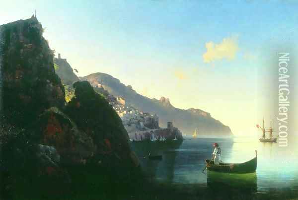 The seashore of Amalfi Oil Painting - Ivan Konstantinovich Aivazovsky