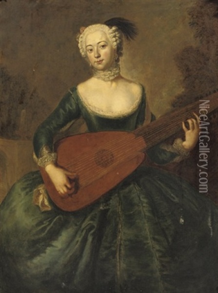 Portrait Of Eleonore Freifrau Von Keyserlingk Oil Painting - Antoine Pesne