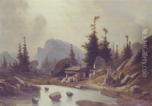 Sommerdag I Alperne Oil Painting - Georg Emil Libert