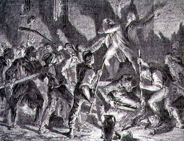 The Massacre in the Prisons in September 1792 Oil Painting - H. de la Charlerie