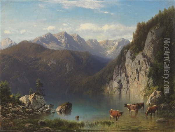 Der Alpsee Bei Hohenschwangau Oil Painting - Karl Millner