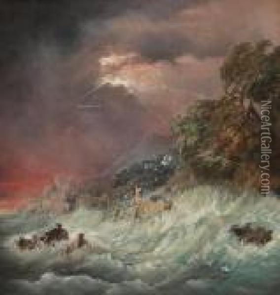 Shipwreck In A Thunderstorm Oil Painting - William Collins