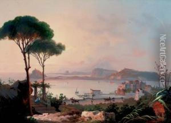 View Of Naples (illustrated); And On The Neapolitan Coast Oil Painting - Gioacchino La Pira