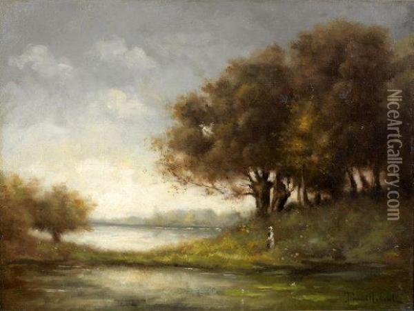 Paysanne Dans Un Paysage Oil Painting - Paul Trouillebert
