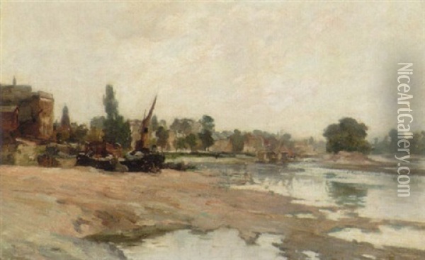 The Thames At Isleworth Oil Painting - Joseph Milne