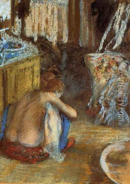 Woman Squatting Oil Painting - Edgar Degas