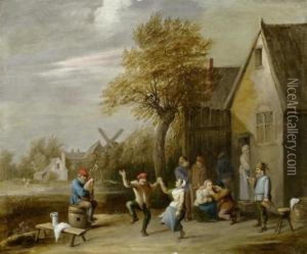 Peasant Feast In The Countryside. Oil Painting - Thomas Van Apshoven