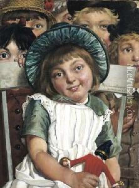 Enfants Autheatre De Marionettes Oil Painting - Hendrik Van Der Borcht