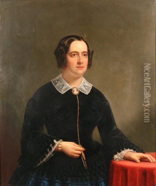 Portrait Of Frances Pierpont Raymond Hunt (1817-1866), 1856 Oil Painting - Frederick Randolph Spencer