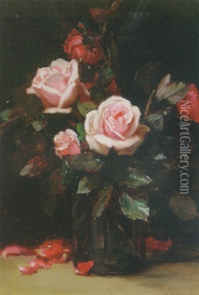 December Roses Oil Painting - Edgar Scudder Hamilton