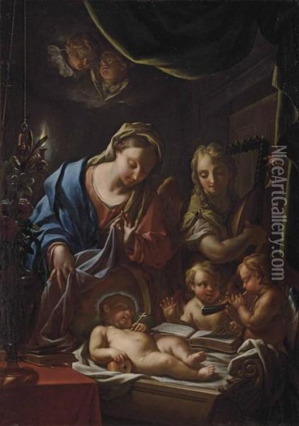 The Madonna And Sleeping Christ Child Oil Painting - Francesco Trevisani