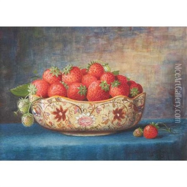 Strawberries In A Bowl Oil Painting - Richard La Barre Goodwin