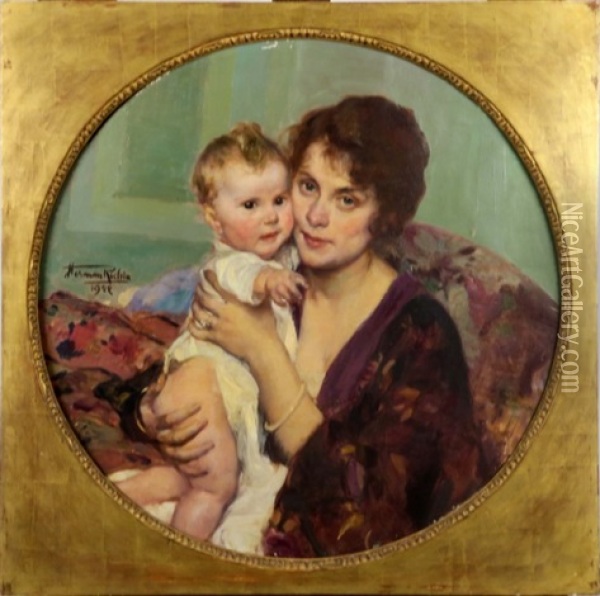 Marguerite Richir Et Sa Fille Oil Painting - Herman Jean Joseph Richir