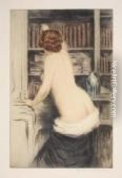 La Bibliothecaire Oil Painting - Manuel Robbe