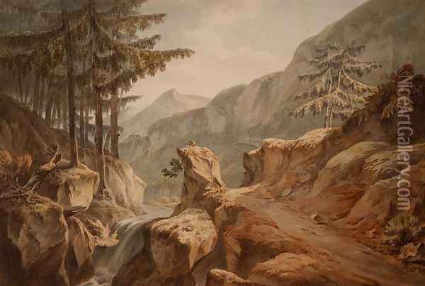 Mount Splugen, Swiss-Italian Border Oil Painting - John Warwick Smith