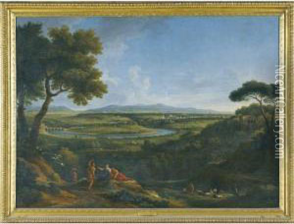 A Panoramic View Of Rome Observed From Monte Mario Oil Painting - Jan Frans Van Bloemen (Orizzonte)