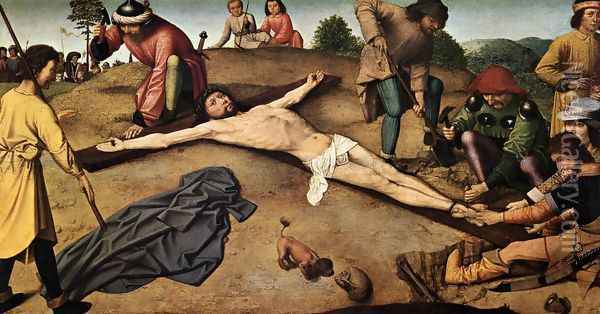 Christ Nailed to the Cross c. 1480 Oil Painting - Gerard David