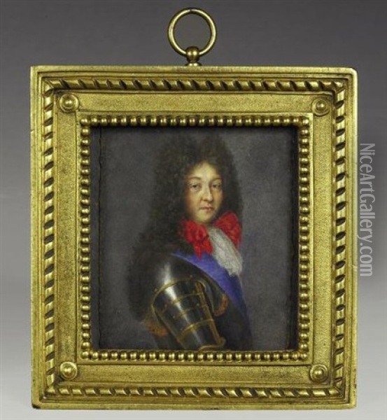 Portrait Du Roi Louis Xiv En Cuirasse Et Grand Cordon Bleu Oil Painting - Pierre Mignard the Elder