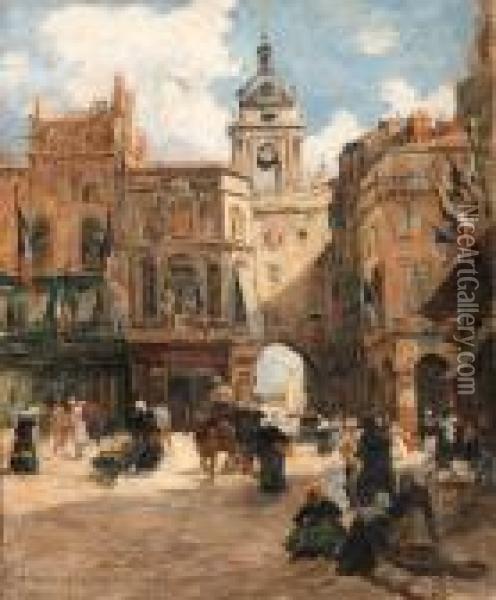 The Town Square At La Rochelle Oil Painting - Fernand Marie Eugene Legout-Gerard
