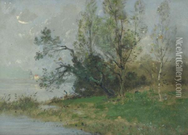 Pecheur Au Bord Deun Lac Oil Painting - Jan van Beers