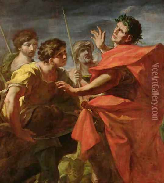 The Head of Pompey 106-48 BC Presented to Caesar 100-44 BC Oil Painting - Giovanni Antonio Pellegrini