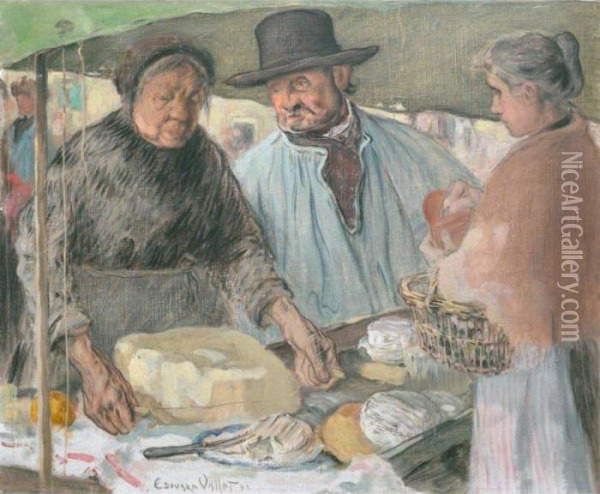 Au Marche Oil Painting - Edouard Vallet