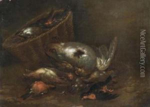 Stilleben Mit Vogeln. Oil Painting - Ferdinand Phillip de Hamilton