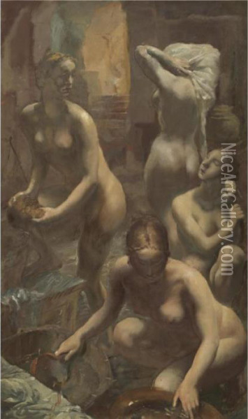 Nudes Bathing Oil Painting - Alexander Evgenievich Yakovlev