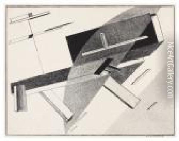 Proun B 2 - Lithographie 2 B Oil Painting - Eliezer Markowich Lissitzky