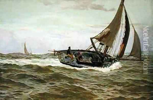 A Fishing Boat in a Stiff Breeze Oil Painting - John Fraser