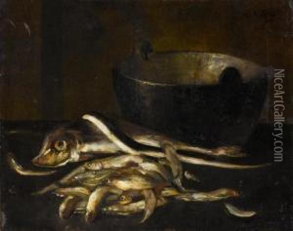 Still Life With Fish Oil Painting - Alexis Vollon