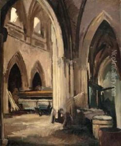  Caen, Le Vieux Saint-etienne, 1928  Oil Painting - Andre Mare
