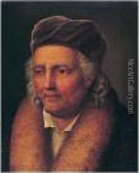 Portrait Of An Old Man Wearing A Fur-lined Coat And A Velvet Hat Oil Painting - Balthasar Denner