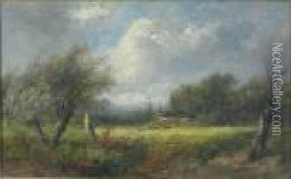 A Sunlit Field Oil Painting - Joseph Thors