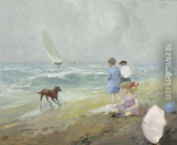 Strandszene Oil Painting - Philip Lodewijk Jacob Frederik Sadee
