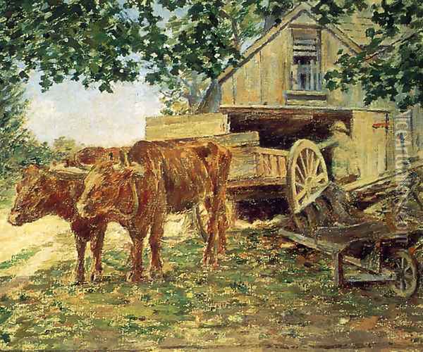 Oxen Oil Painting - Theodore Robinson
