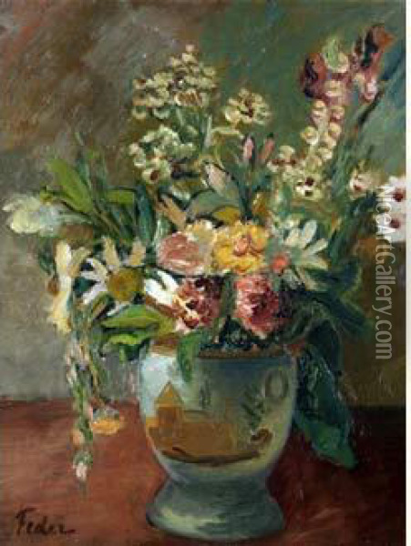 Flowers Oil Painting - Adolphe Feder