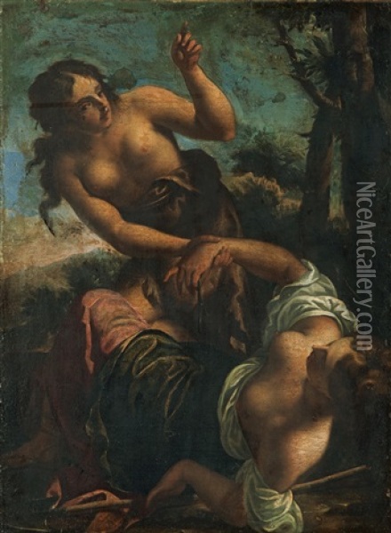 Mytologiskt Motiv Med Tva Kvinnor Oil Painting - Pietro (Libertino) Liberi