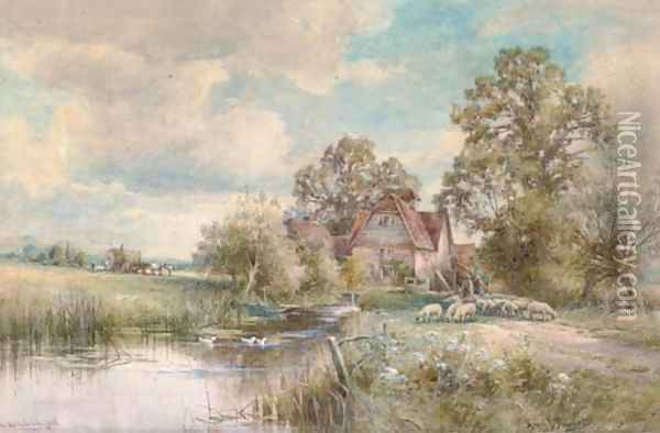 An old mill in Suffolk Oil Painting - Henry John Kinnaird