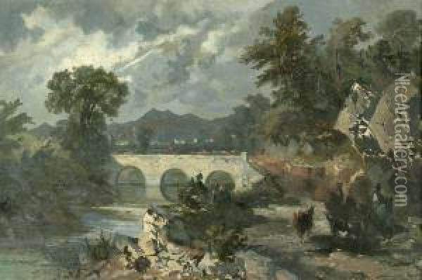 Fluslandschaft Mit Rinderherde Oil Painting - Hermann Aug. Theodor Tunica