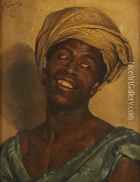 Tete D'africain Oil Painting - Emile Sacre