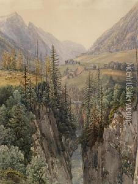 View Near Finkenberg In Thetuxertal Oil Painting - Thomas Ender