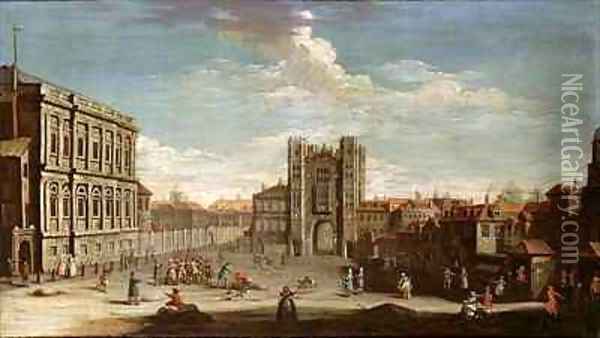 Old Whitehall and the Privy Garden Oil Painting - Pietro Fabris