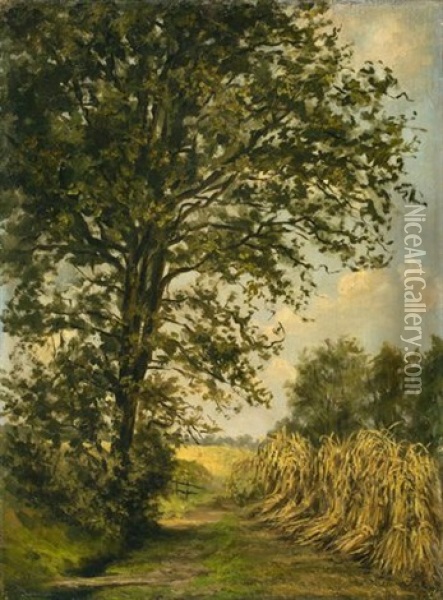 Lane With Sheaves Of Rye (weg Mit Roggengarben) Oil Painting - Piet Mondrian
