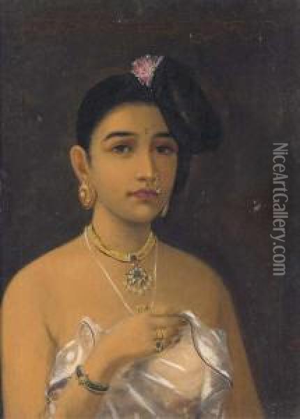 Maliyali Beauty Oil Painting - Raja Ravi Varma